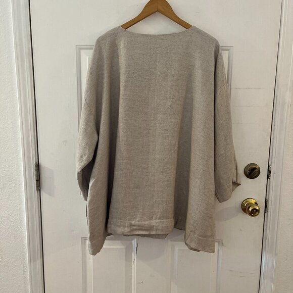 Elieen Fisher Woman Plus-Size Beige Silver Twinkle Linen EveningJacket/Blazer 3x - Picture 6 of 14